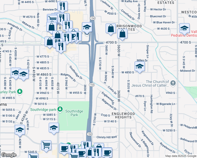 map of restaurants, bars, coffee shops, grocery stores, and more near 4888 South 3730 West in Salt Lake City