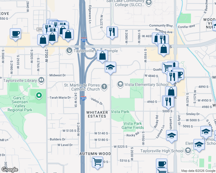map of restaurants, bars, coffee shops, grocery stores, and more near 2215 Bonniebrook Drive in Salt Lake City