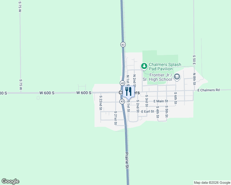 map of restaurants, bars, coffee shops, grocery stores, and more near 200 West Walnut Street in Chalmers