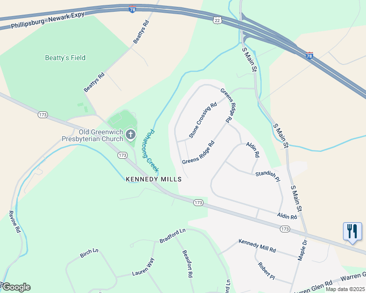 map of restaurants, bars, coffee shops, grocery stores, and more near 101 Stone Crossing in Greenwich Township