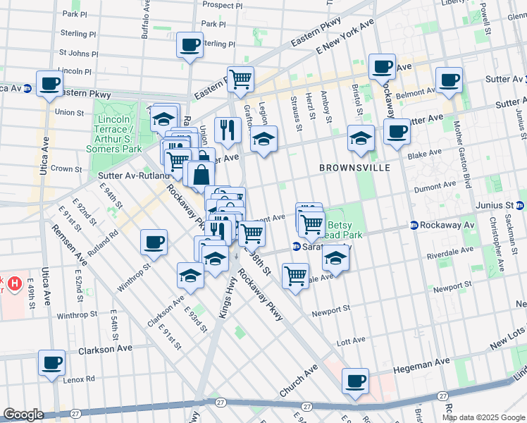 map of restaurants, bars, coffee shops, grocery stores, and more near 759 Howard Avenue in Brooklyn