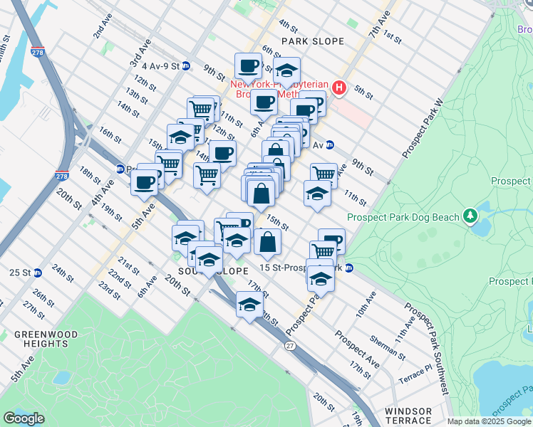 map of restaurants, bars, coffee shops, grocery stores, and more near in Brooklyn