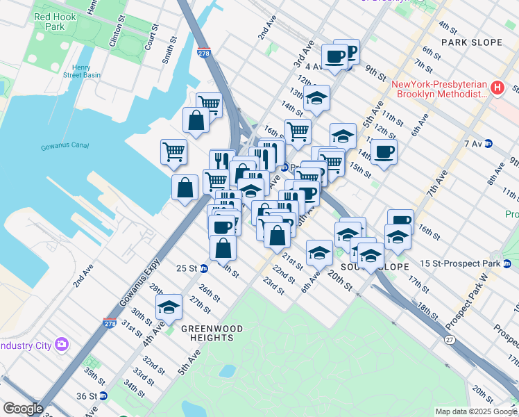 map of restaurants, bars, coffee shops, grocery stores, and more near 649 4th Avenue in Brooklyn