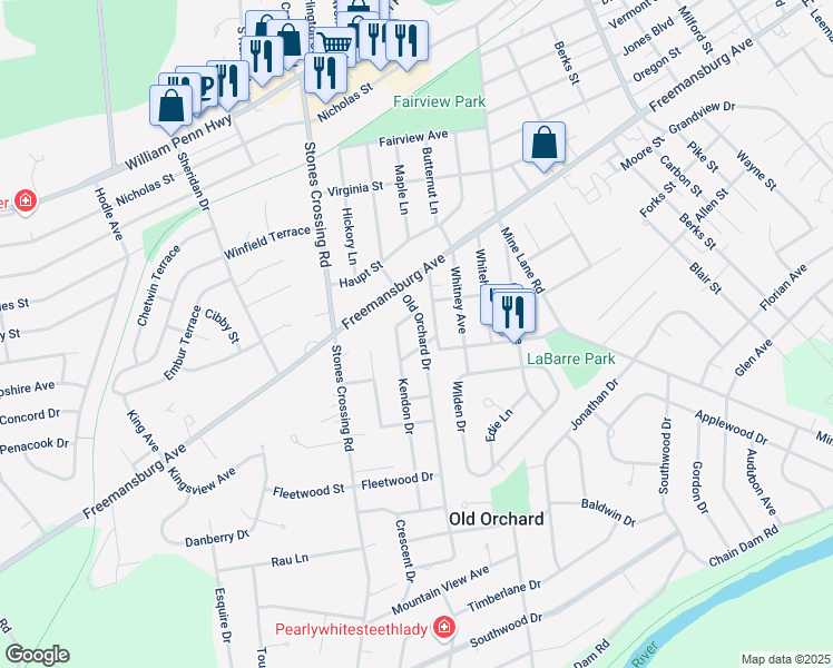 map of restaurants, bars, coffee shops, grocery stores, and more near 4 Kendon Drive in Easton