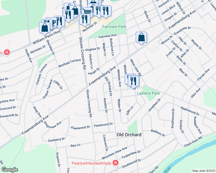 map of restaurants, bars, coffee shops, grocery stores, and more near 4 Kendon Drive in Easton
