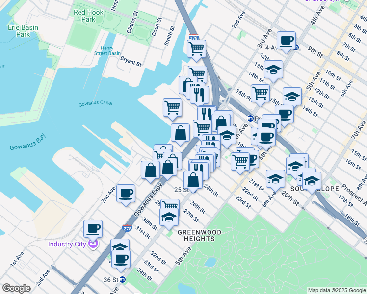 map of restaurants, bars, coffee shops, grocery stores, and more near in Brooklyn