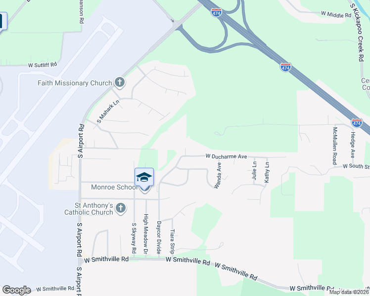 map of restaurants, bars, coffee shops, grocery stores, and more near Harp Hollow Road in Peoria County