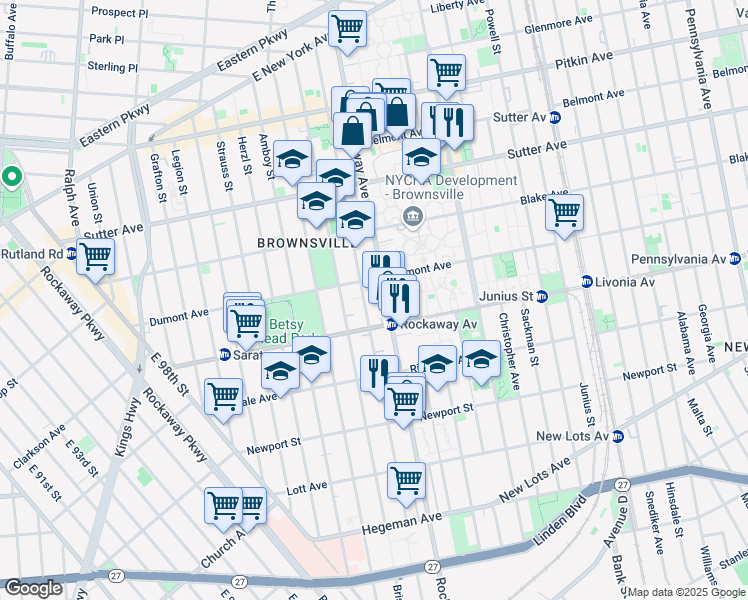 map of restaurants, bars, coffee shops, grocery stores, and more near 355 Chester Street in Brooklyn