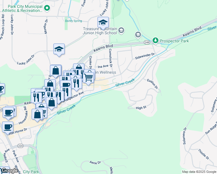 map of restaurants, bars, coffee shops, grocery stores, and more near 2255 Sidewinder Drive in Park City