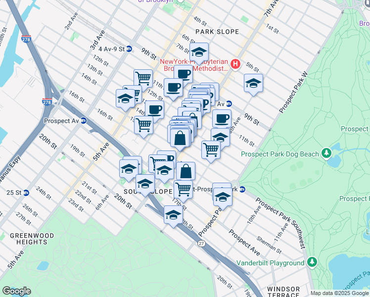 map of restaurants, bars, coffee shops, grocery stores, and more near in Brooklyn