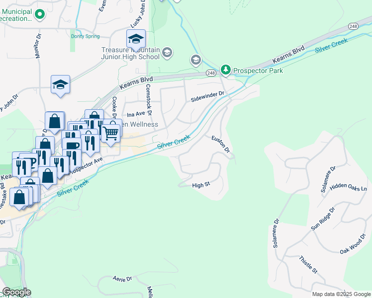 map of restaurants, bars, coffee shops, grocery stores, and more near 2041 Paddington Drive in Park City