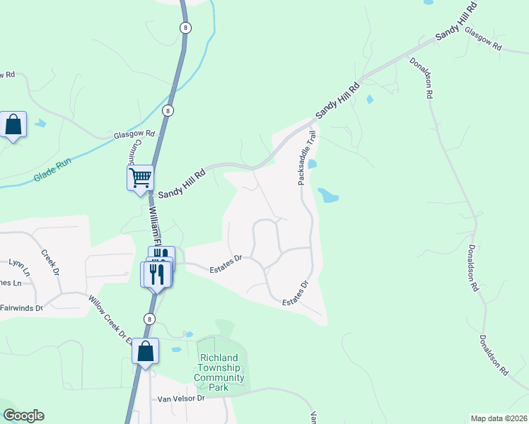 map of restaurants, bars, coffee shops, grocery stores, and more near 6069 Morrow Lane in Gibsonia