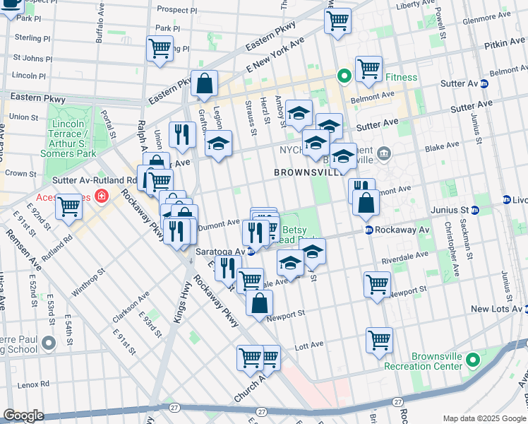 map of restaurants, bars, coffee shops, grocery stores, and more near in Brooklyn