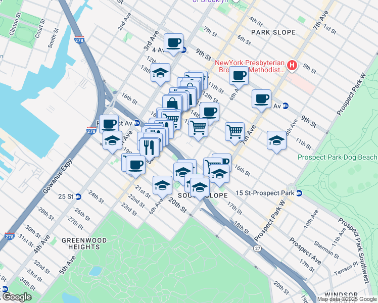 map of restaurants, bars, coffee shops, grocery stores, and more near in Brooklyn