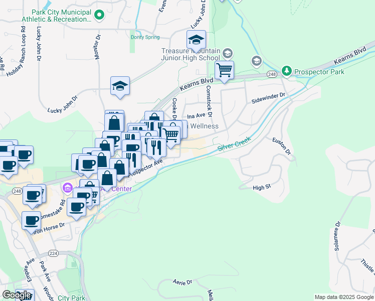 map of restaurants, bars, coffee shops, grocery stores, and more near 2080 Gold Dust Lane in Park City