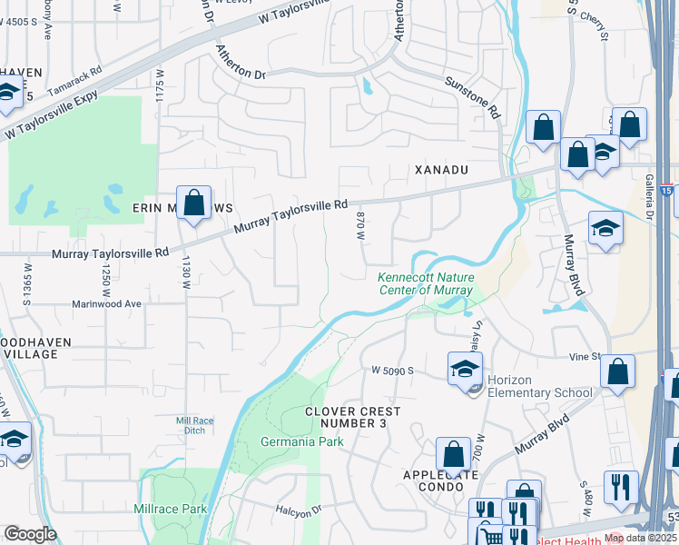 map of restaurants, bars, coffee shops, grocery stores, and more near 888 West Rockhill Point Cove in Taylorsville