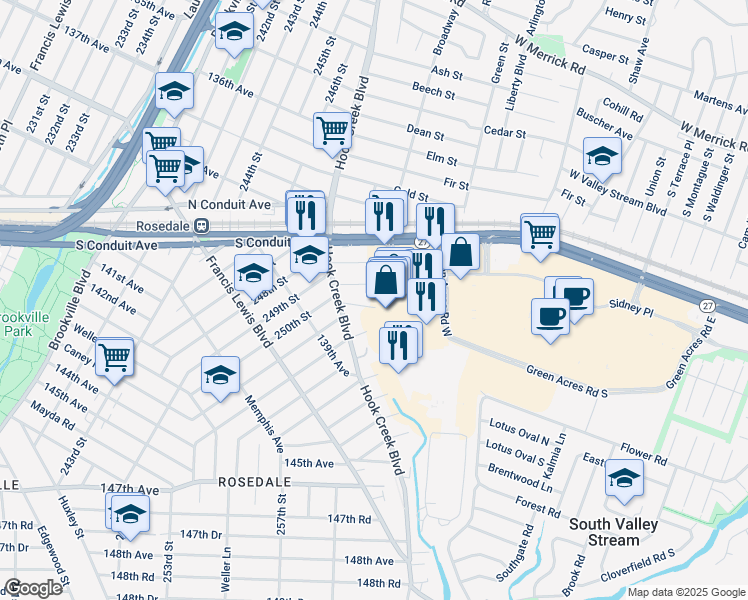 map of restaurants, bars, coffee shops, grocery stores, and more near 137-04 Caney Lane in Queens