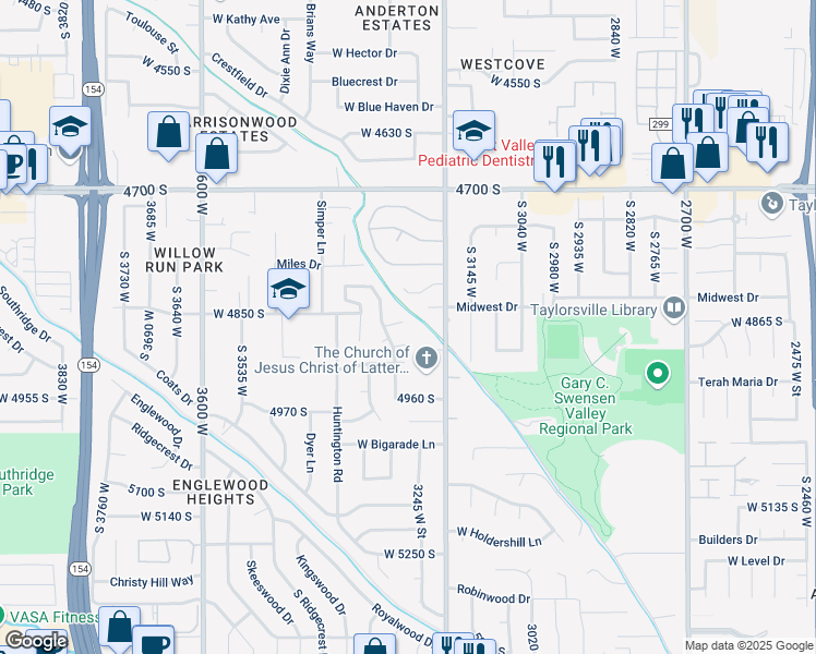 map of restaurants, bars, coffee shops, grocery stores, and more near 3267 Bitter Root Circle in Salt Lake City