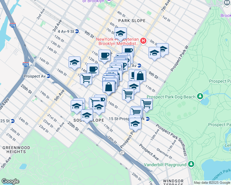 map of restaurants, bars, coffee shops, grocery stores, and more near 403 14th Street in Brooklyn