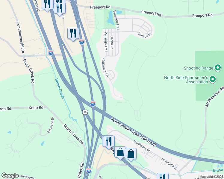 map of restaurants, bars, coffee shops, grocery stores, and more near 634 Chilliwack Lane in Mars