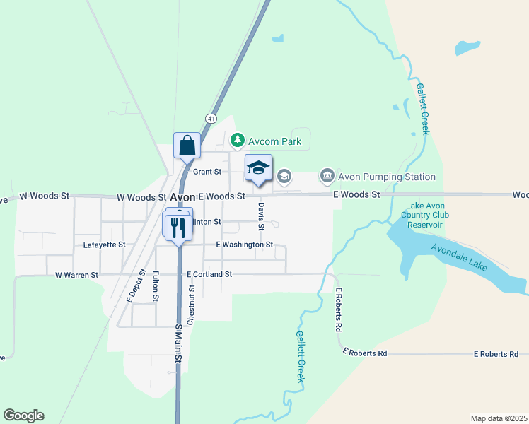 map of restaurants, bars, coffee shops, grocery stores, and more near 100-200 Davis Street in Avon