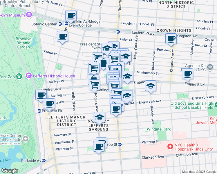 map of restaurants, bars, coffee shops, grocery stores, and more near in Brooklyn