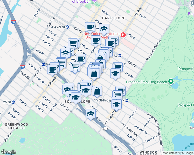 map of restaurants, bars, coffee shops, grocery stores, and more near in Brooklyn