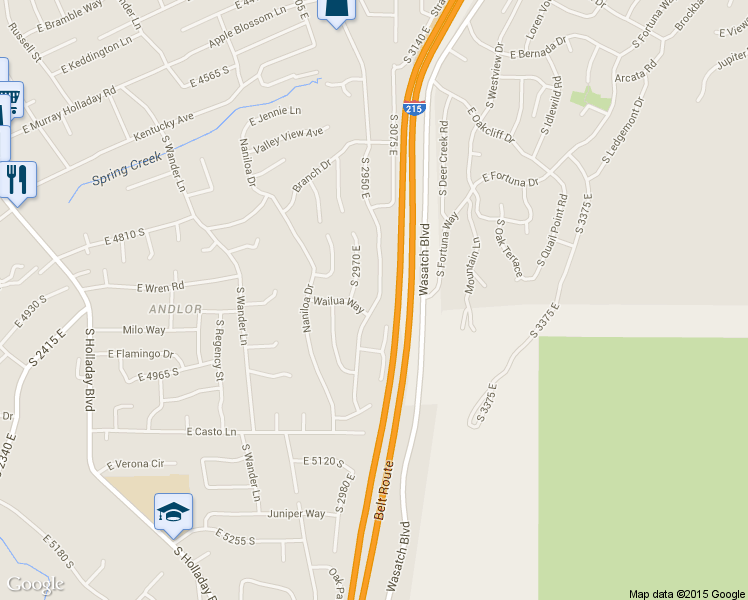 map of restaurants, bars, coffee shops, grocery stores, and more near 4868 Wallace Lane in Salt Lake City