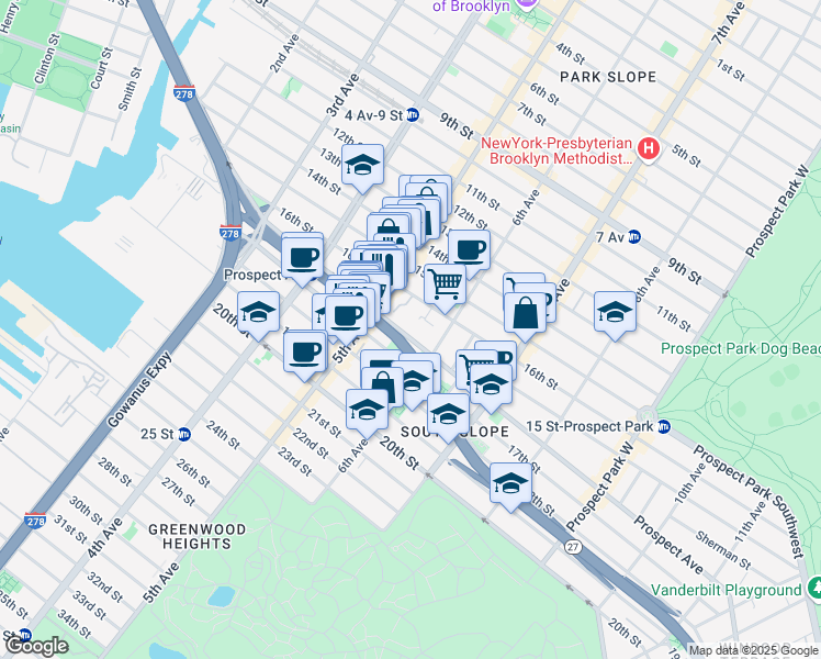 map of restaurants, bars, coffee shops, grocery stores, and more near in Brooklyn