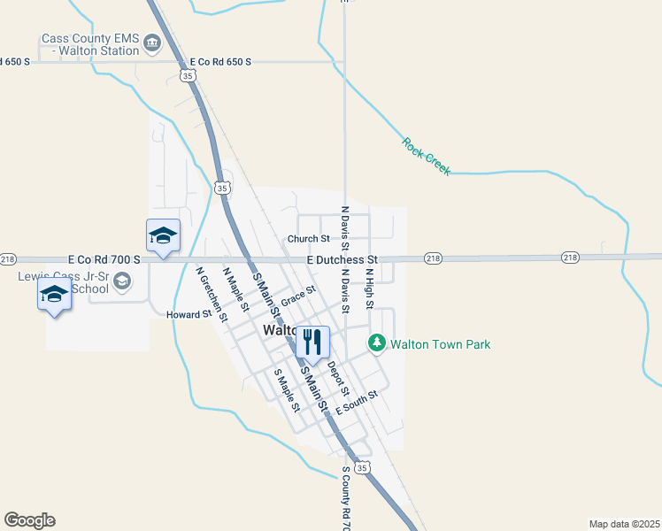 map of restaurants, bars, coffee shops, grocery stores, and more near 407 East Dutchess Street in Walton