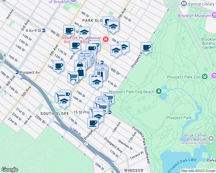 map of restaurants, bars, coffee shops, grocery stores, and more near 482 12th Street in Brooklyn
