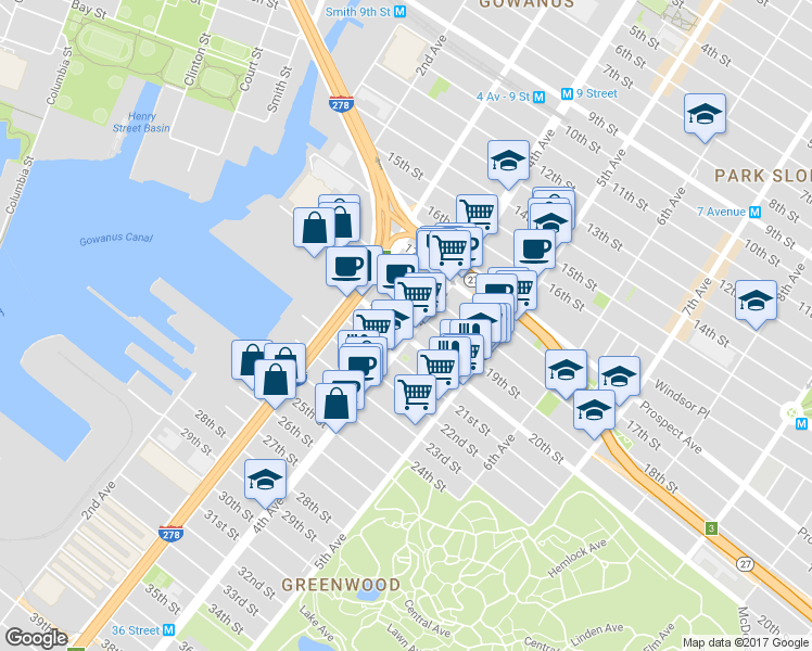 map of restaurants, bars, coffee shops, grocery stores, and more near in Brooklyn