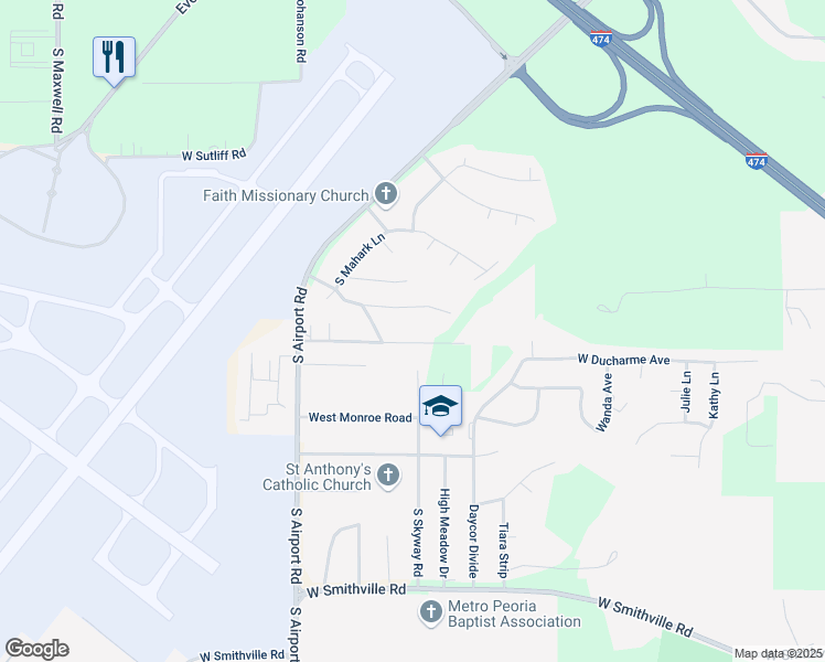 map of restaurants, bars, coffee shops, grocery stores, and more near 5211 West Harp Hollow Road in Bartonville