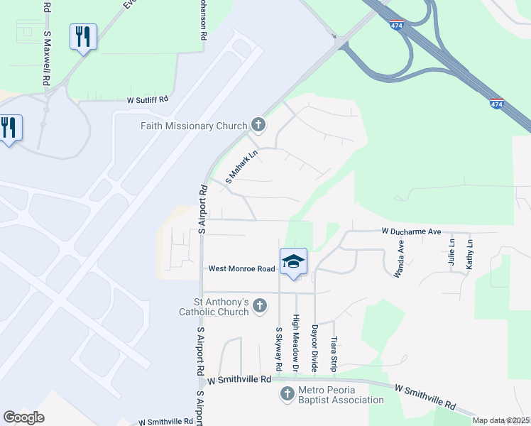 map of restaurants, bars, coffee shops, grocery stores, and more near 5211 West Harp Hollow Road in Bartonville