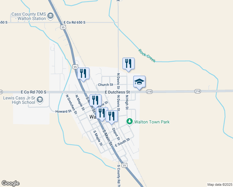 map of restaurants, bars, coffee shops, grocery stores, and more near 407 East Dutchess Street in Walton