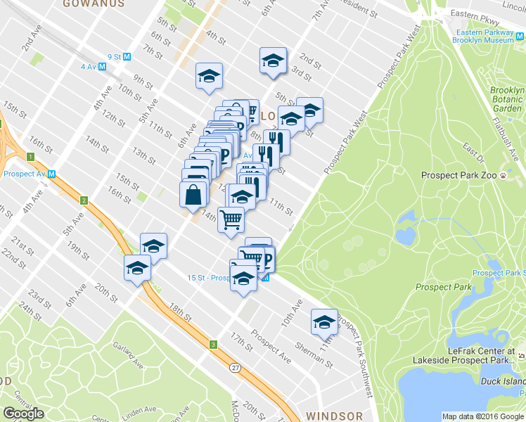 map of restaurants, bars, coffee shops, grocery stores, and more near 482 12th Street in Brooklyn