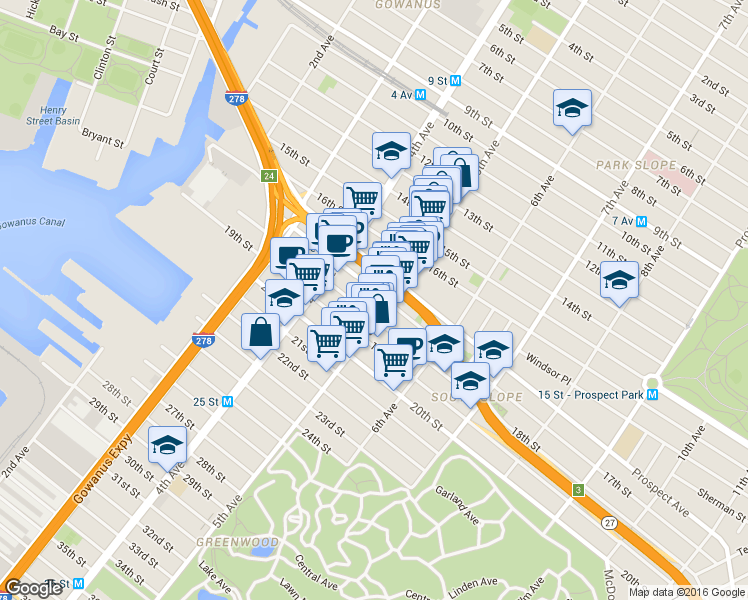 map of restaurants, bars, coffee shops, grocery stores, and more near in Brooklyn