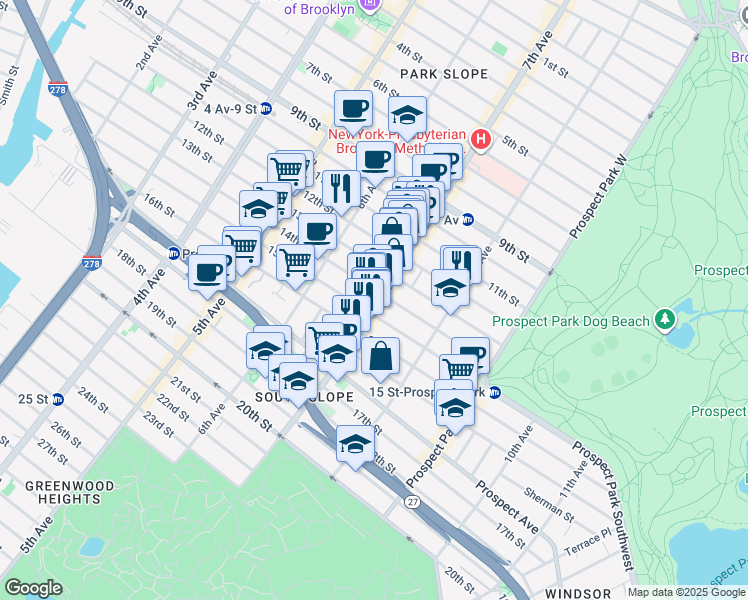 map of restaurants, bars, coffee shops, grocery stores, and more near in Brooklyn