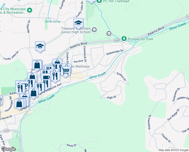 map of restaurants, bars, coffee shops, grocery stores, and more near 2110 Belle Star Court in Park City