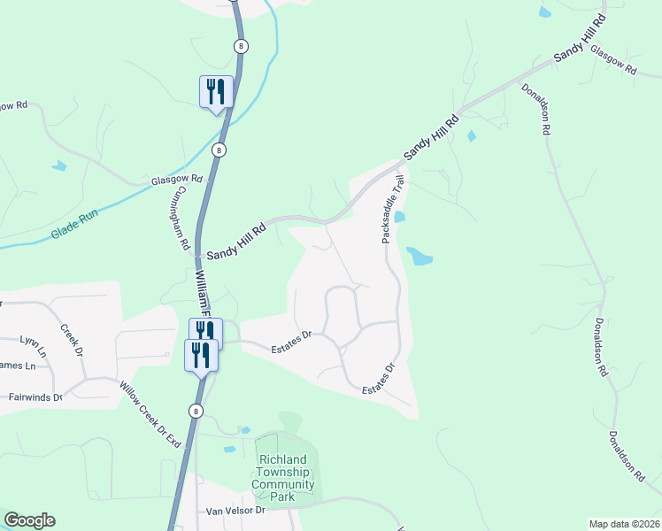 map of restaurants, bars, coffee shops, grocery stores, and more near 6069 Morrow Lane in Gibsonia