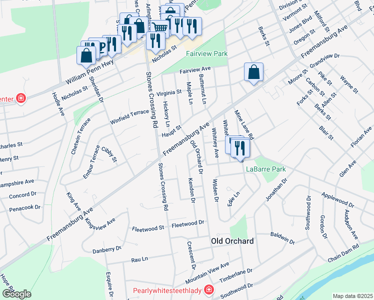 map of restaurants, bars, coffee shops, grocery stores, and more near 4 Kendon Drive in Easton
