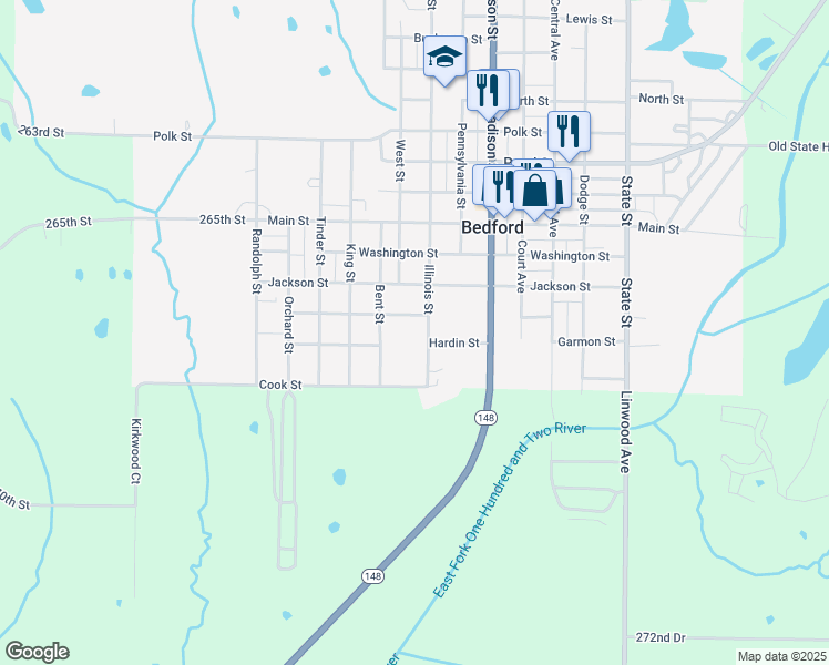 map of restaurants, bars, coffee shops, grocery stores, and more near 200-298 Bent Street in Bedford