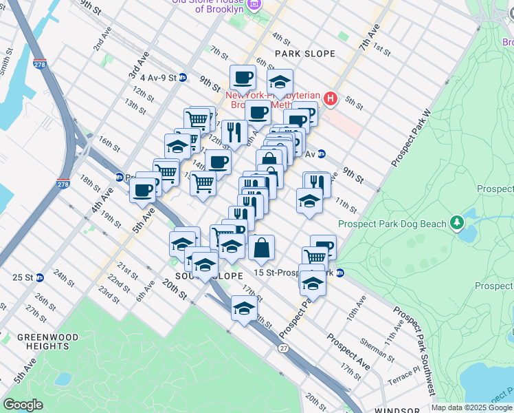 map of restaurants, bars, coffee shops, grocery stores, and more near in Brooklyn