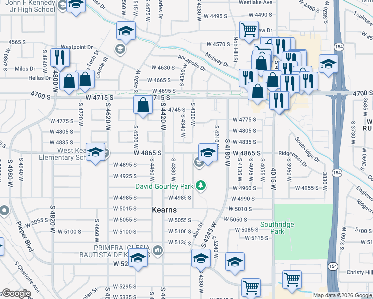 map of restaurants, bars, coffee shops, grocery stores, and more near 4330 West 4865 South in Kearns