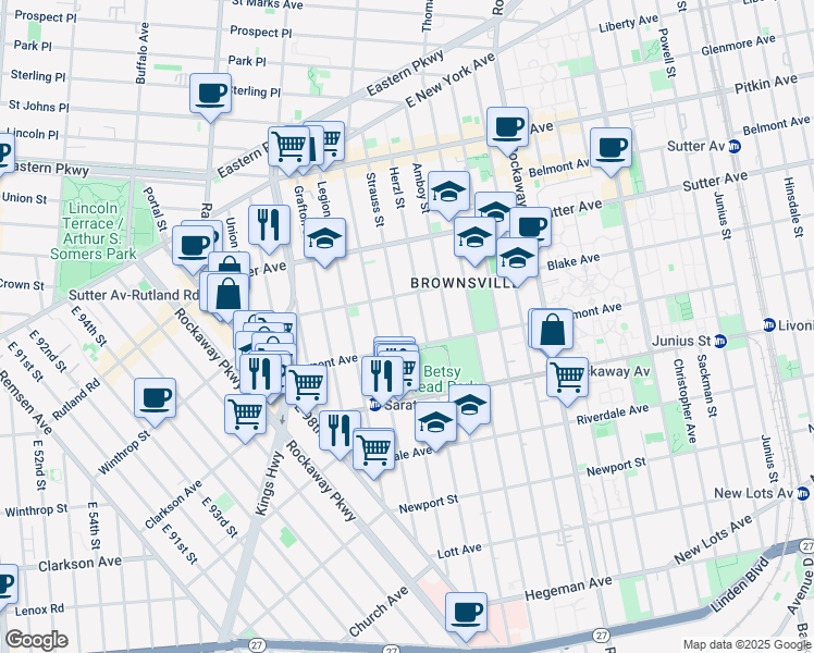 map of restaurants, bars, coffee shops, grocery stores, and more near in Brooklyn