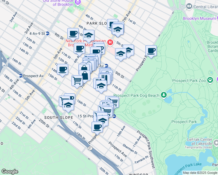 map of restaurants, bars, coffee shops, grocery stores, and more near 482 12th Street in Brooklyn