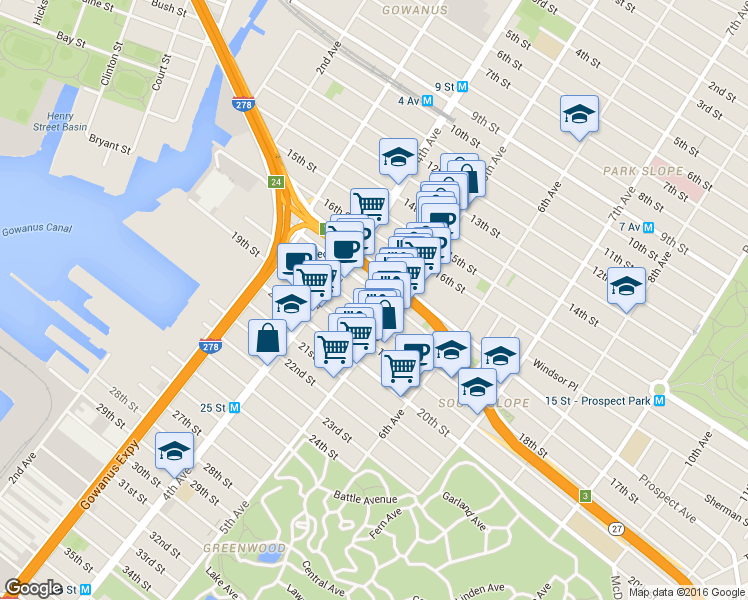 map of restaurants, bars, coffee shops, grocery stores, and more near in Brooklyn
