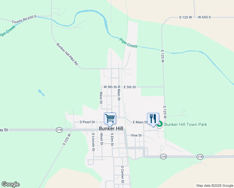 map of restaurants, bars, coffee shops, grocery stores, and more near 309 North Main Street in Bunker Hill