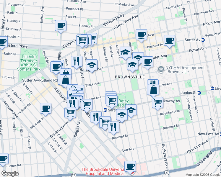map of restaurants, bars, coffee shops, grocery stores, and more near in Brooklyn