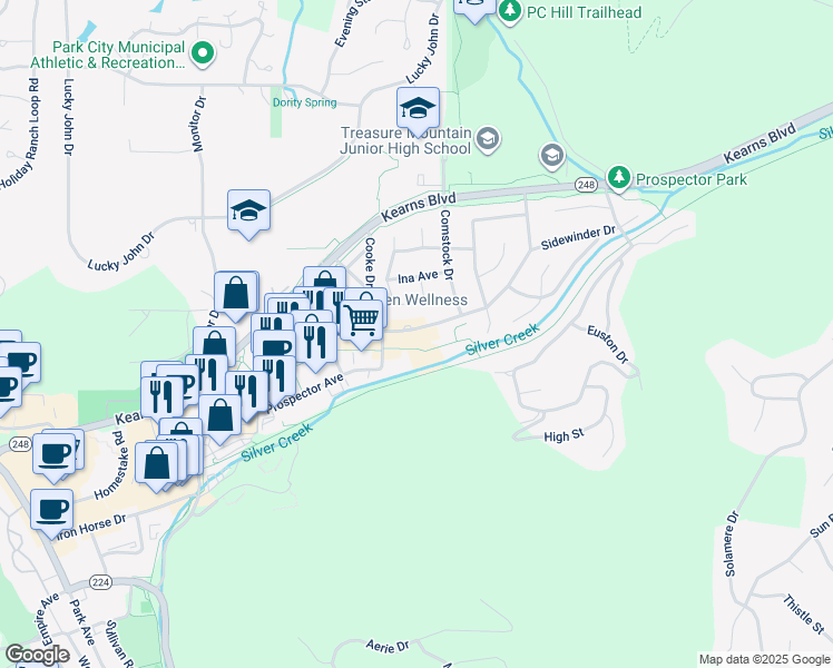 map of restaurants, bars, coffee shops, grocery stores, and more near 2080 Gold Dust Lane in Park City
